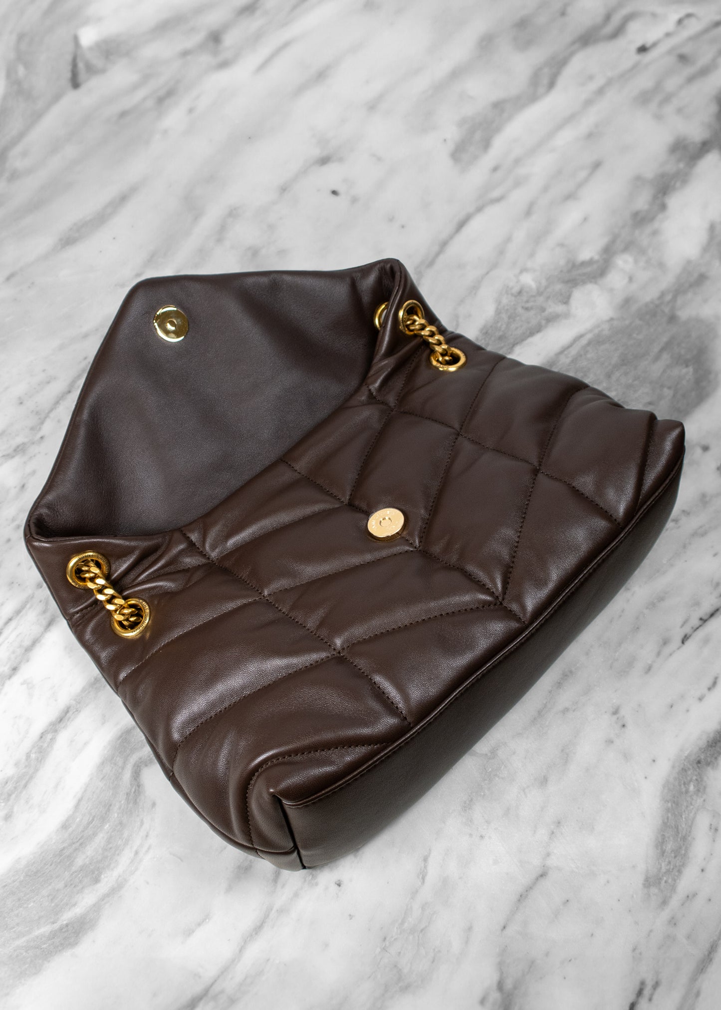 Saint Laurent Loulou Logo Plaque Puffer Chained Shoulder Bag