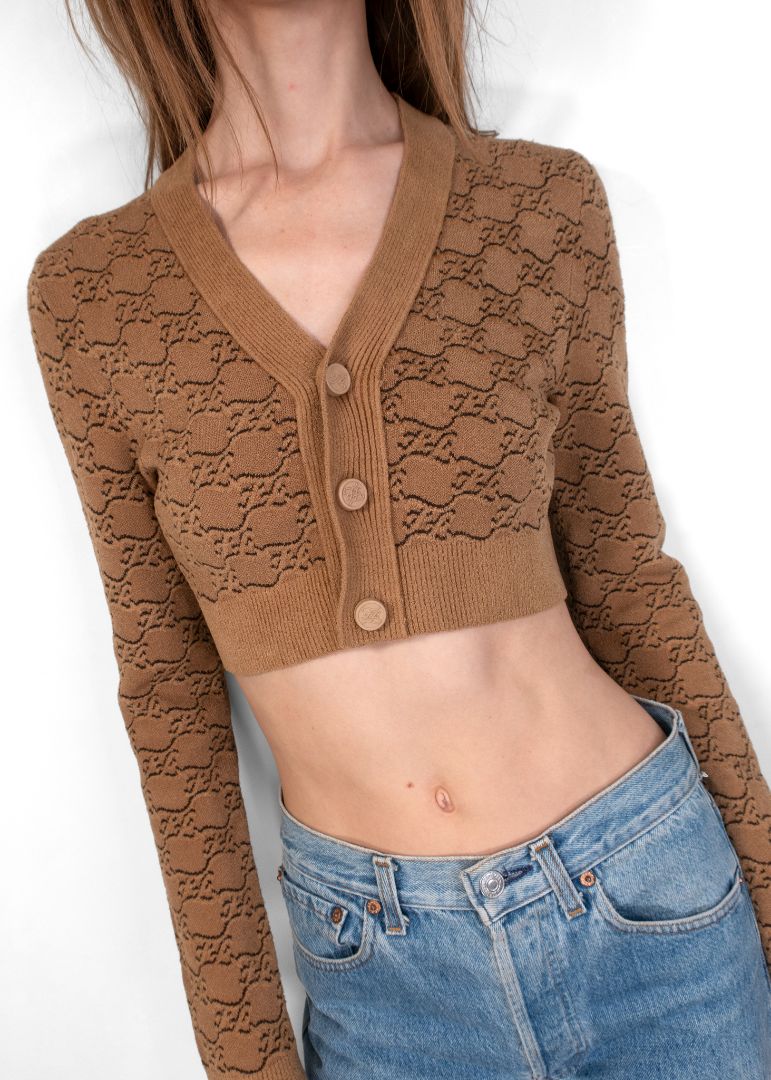 Fendi Cropped Brown Cardigan