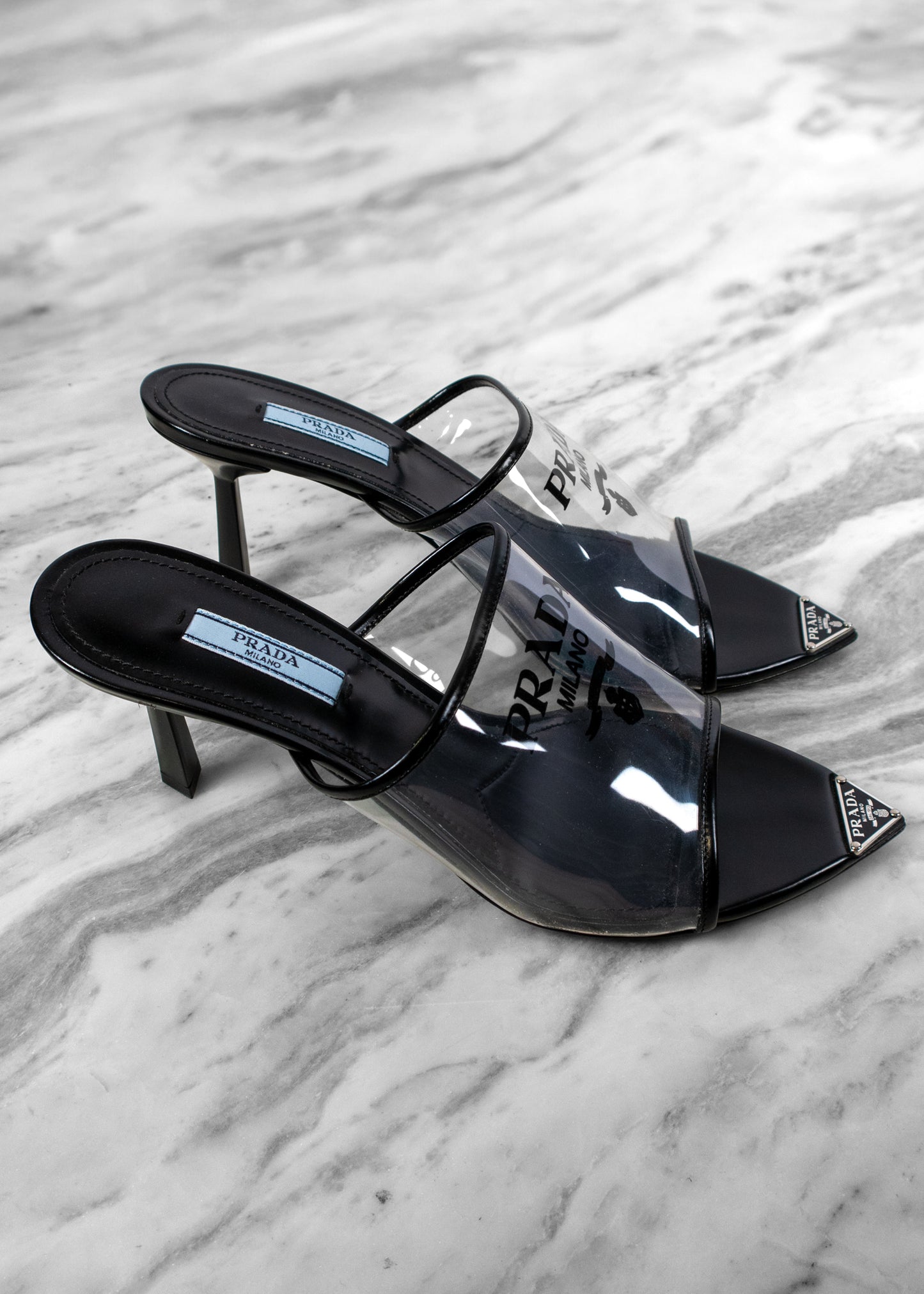 Prada Logo-print PVC Mules