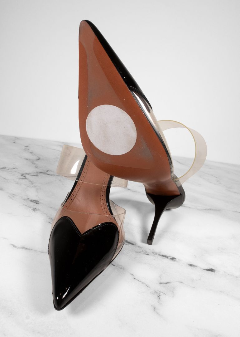 Alaia Coeur Black Heart Cap Toe Mule Pumps