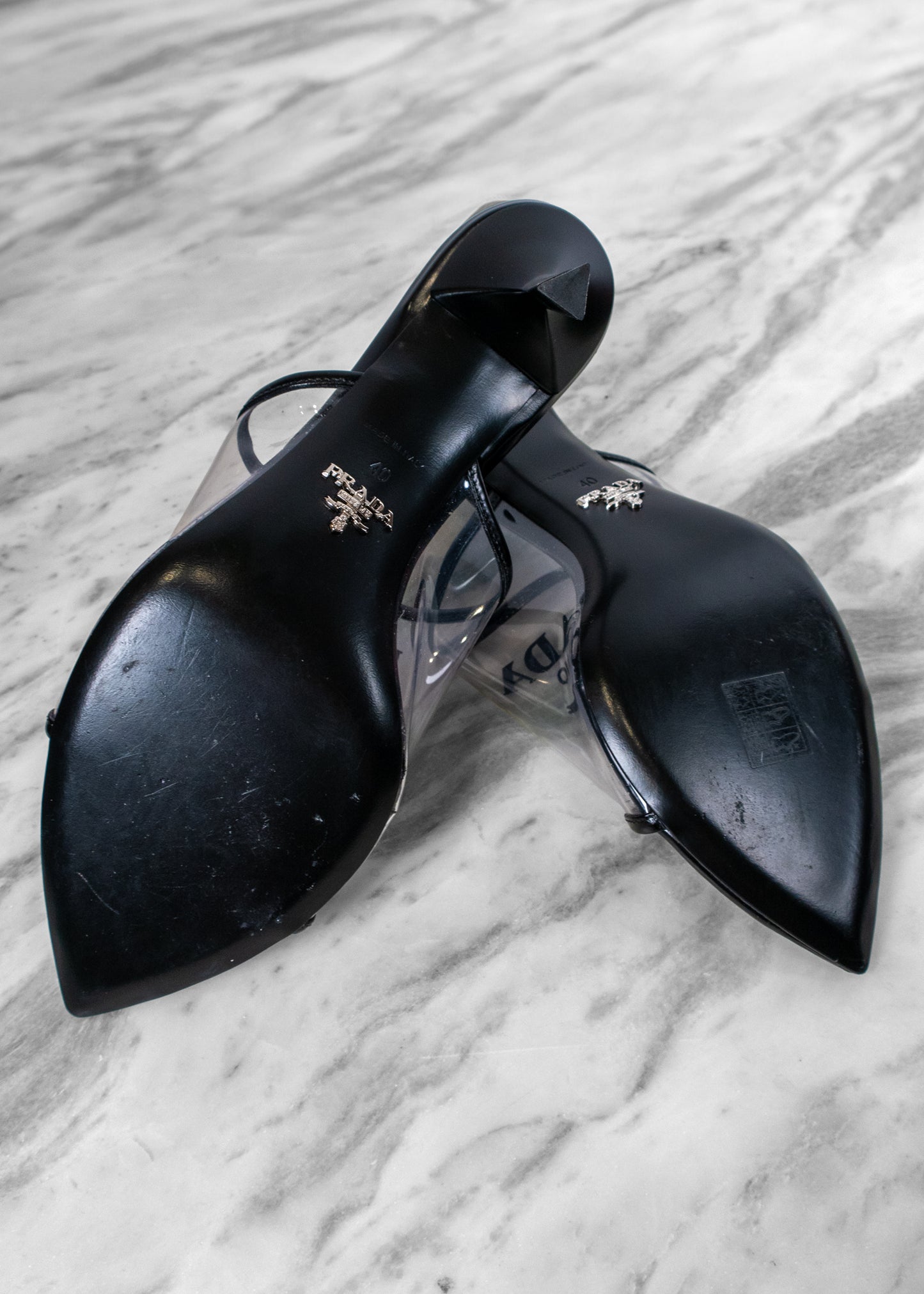 Prada Logo-print PVC Mules