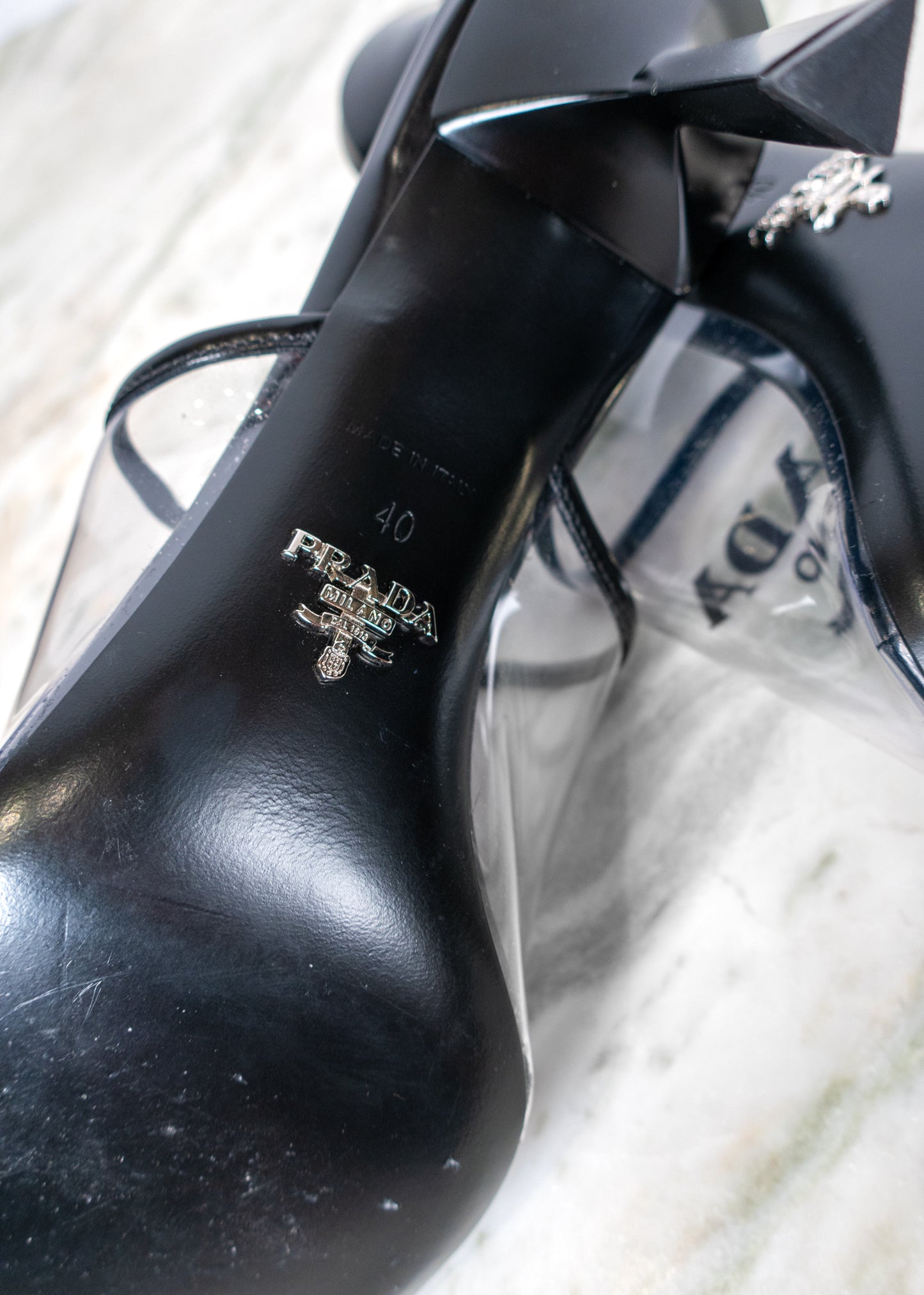Prada Logo-print PVC Mules