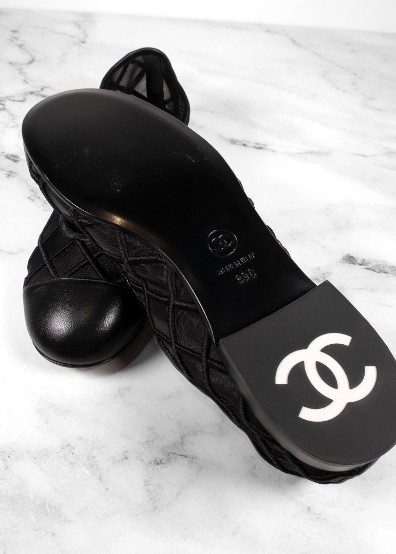 Chanel Black Mesh Mary Janes