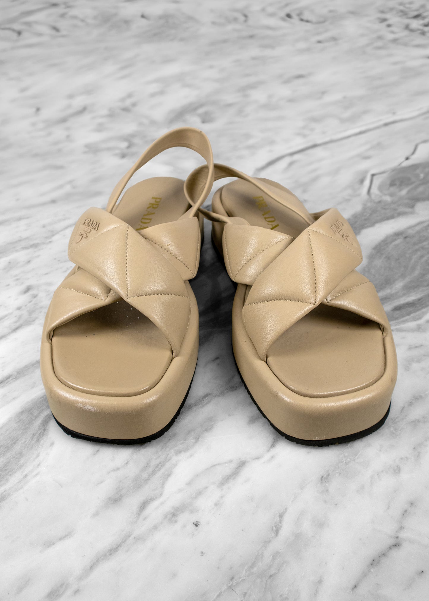 Prada Quilted Nappa Leather Flatform Sandals
