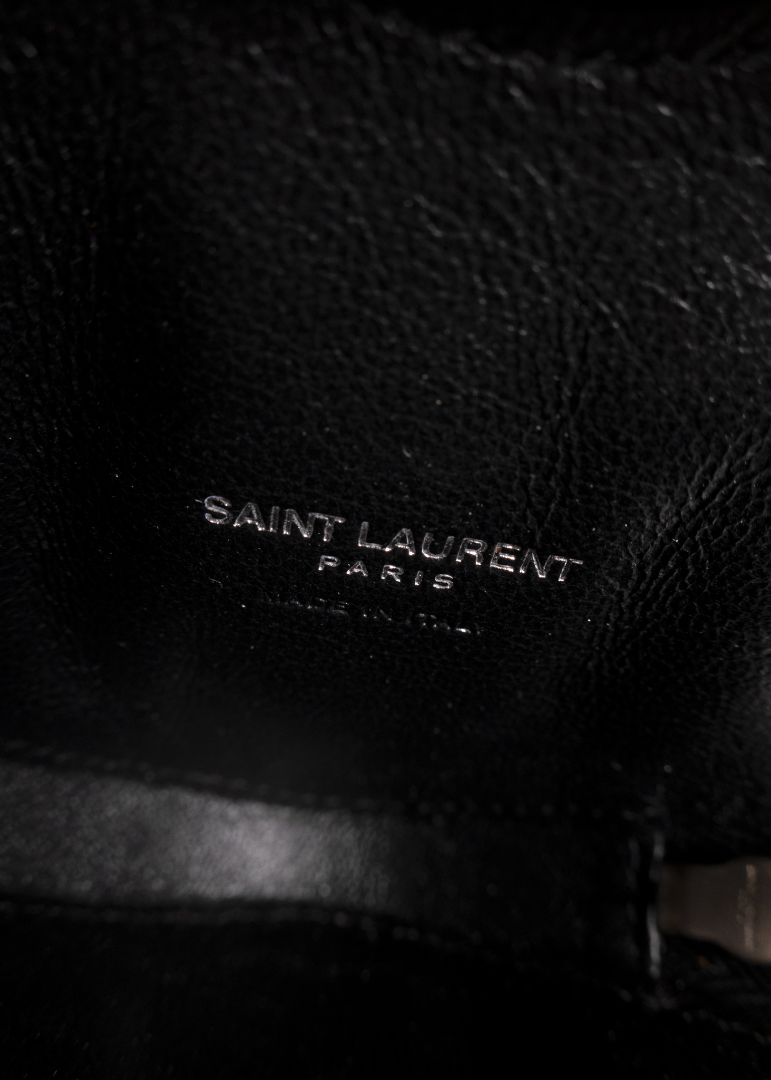 Saint Laurent Black Snakeskin Heart Belt Bag