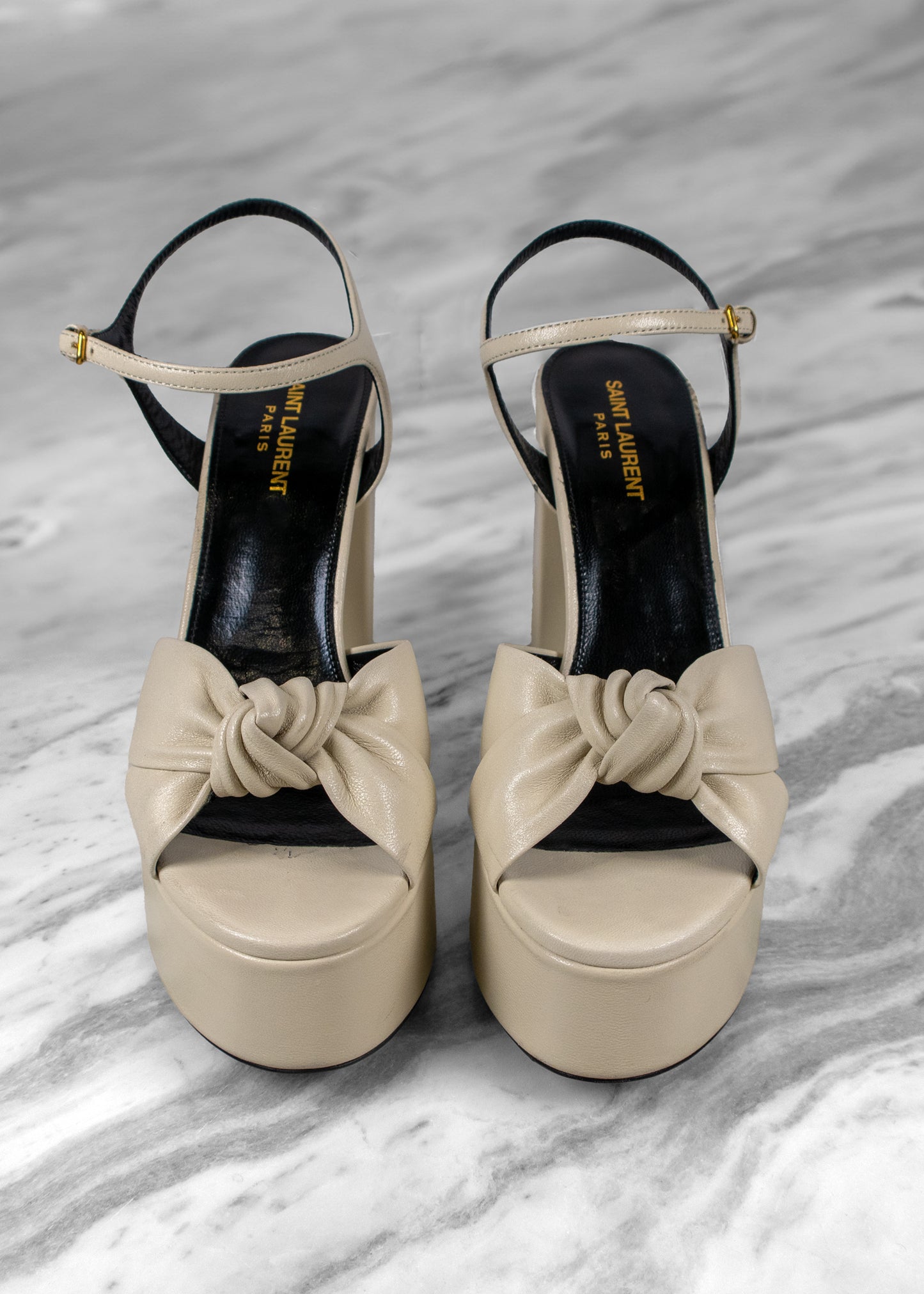 Saint Laurent Bianca Pearl Leather Platform Mule