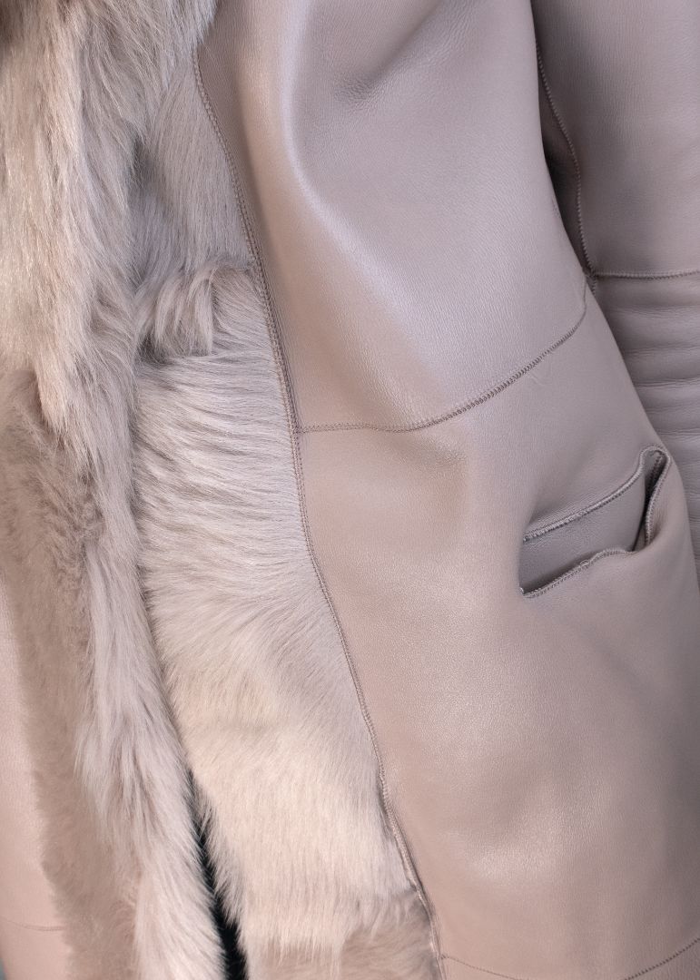 Nour Hammour Reversible Grey Fur Coat