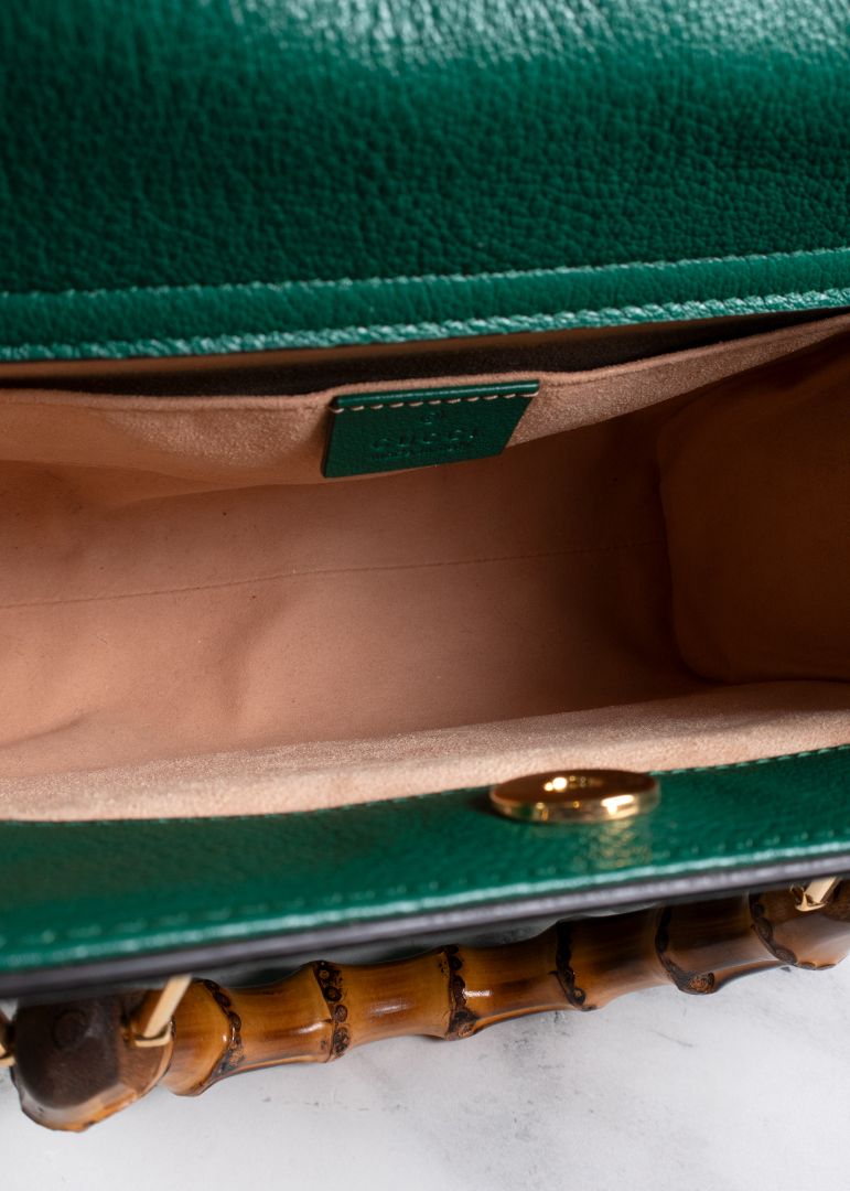 Gucci Green Diana Bamboo Small Tote Bag