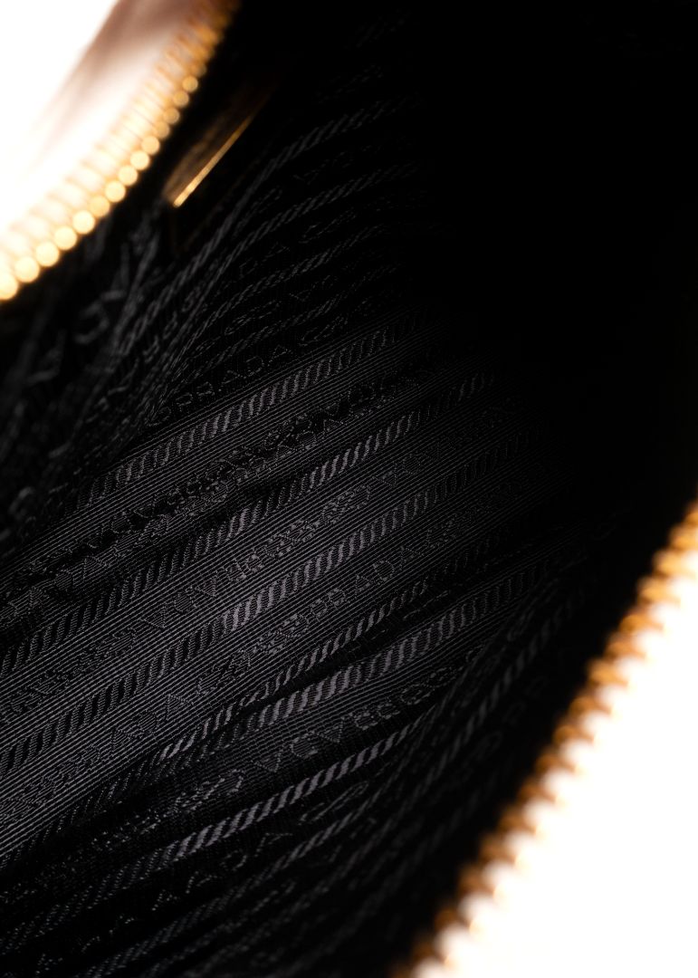 Prada White Leather Re-edition Crossbody Bag With Gold Hardware