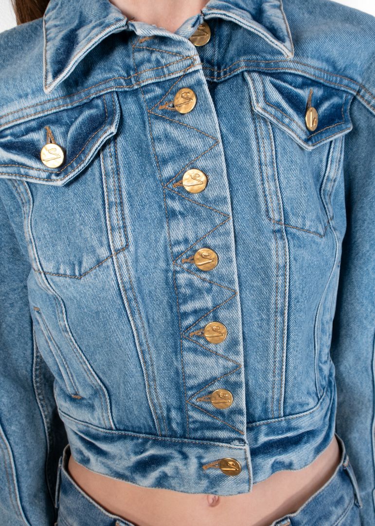 Schiaparelli Jean Jacket With Gold Buttons