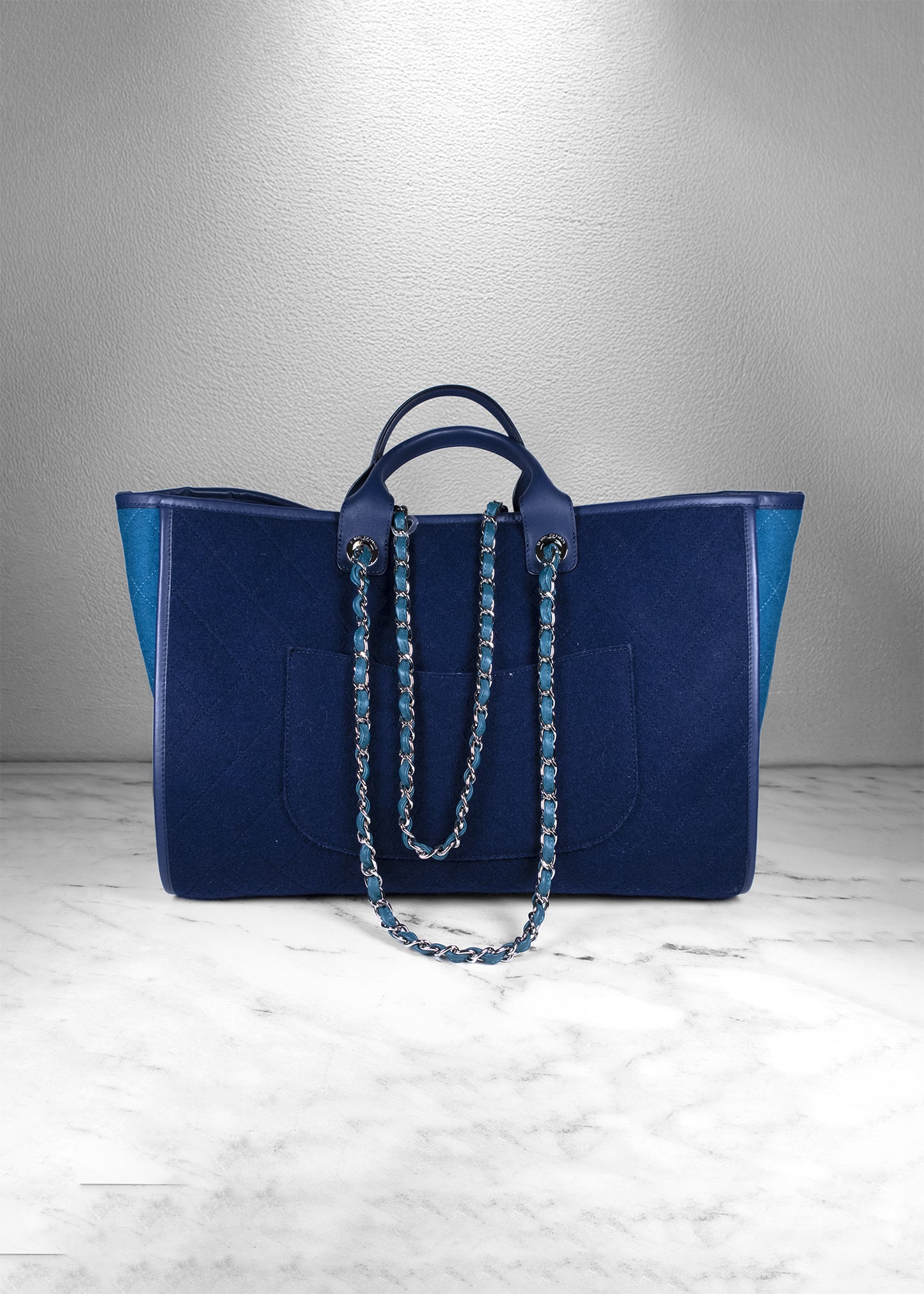 Chanel Deauville Coco Mark Navy Blue Tote Bag