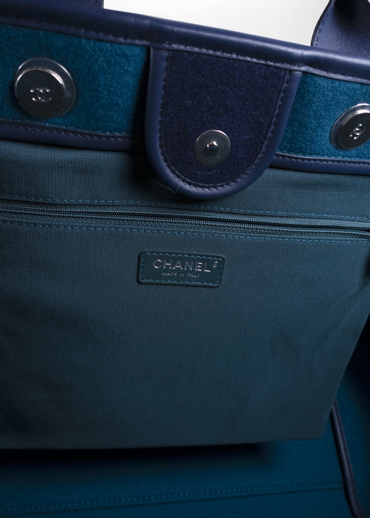 Chanel Deauville Coco Mark Navy Blue Tote Bag