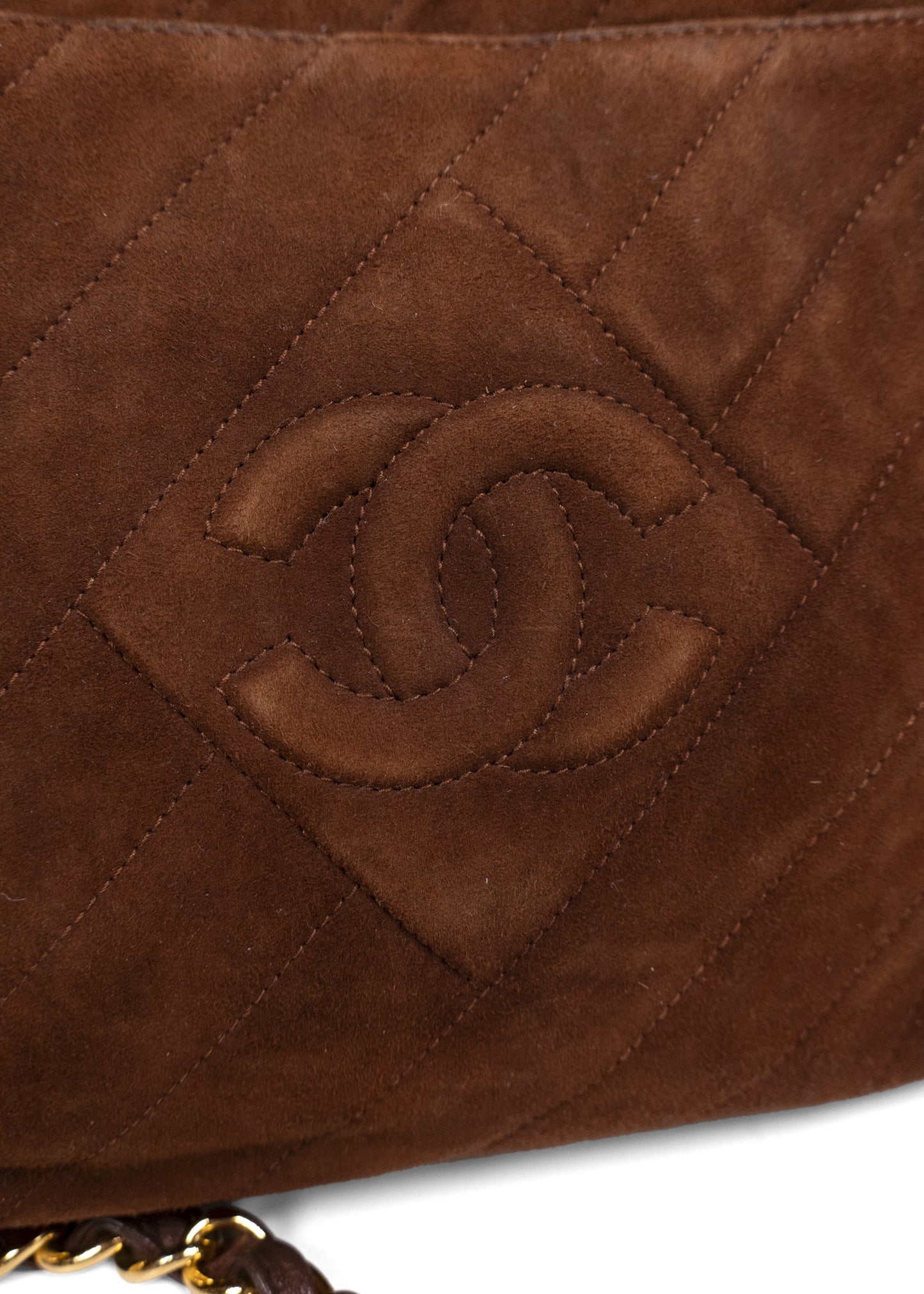 Chanel Suede Quilted Tassel Brown Camera Case