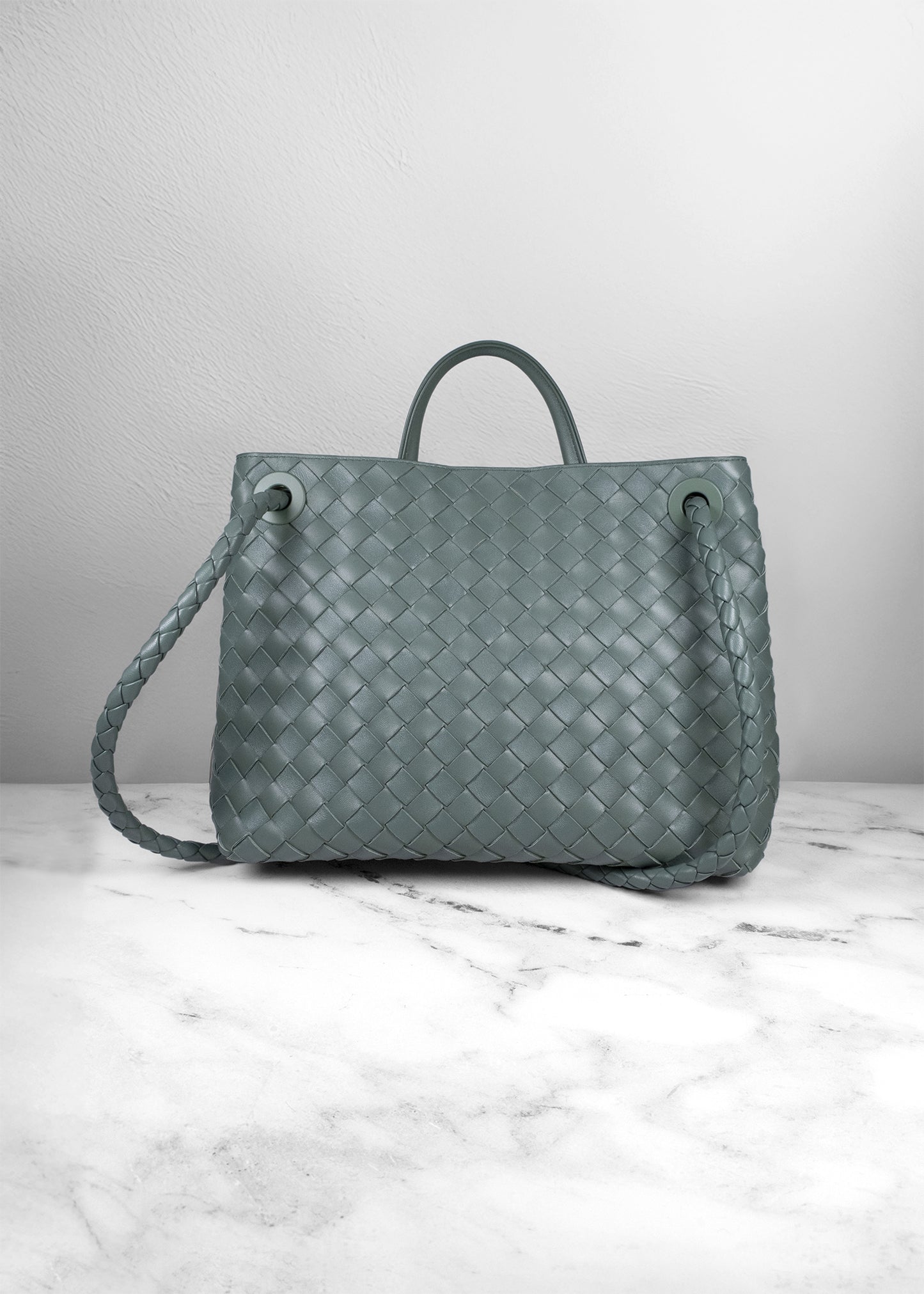 Bottega Veneta Andiamo Medium Shoulder Bag In Aloe