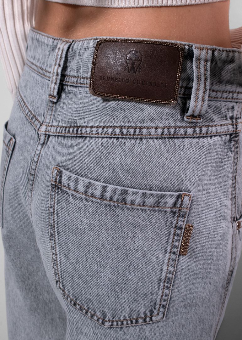 Brunello Cucinelli Grey Wide Leg Jeans