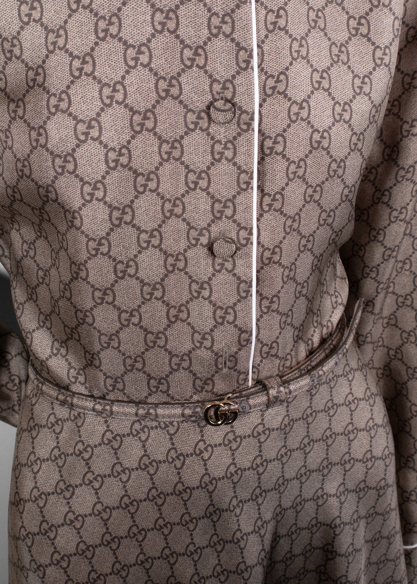Gucci Button Down Grey Monogram Dress