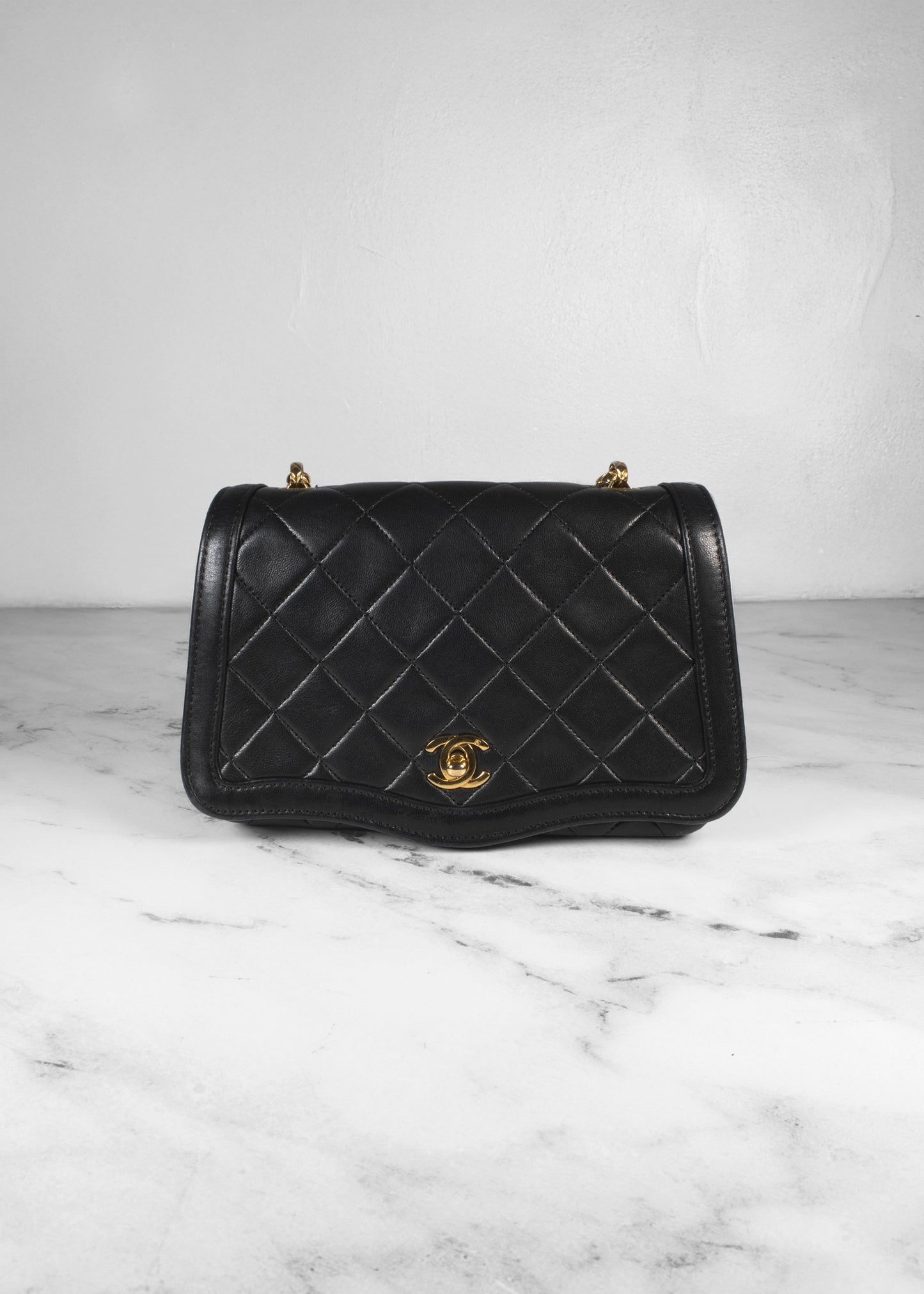 Chanel Black Quilted Lambskin Leather Small Chain Flap Bag