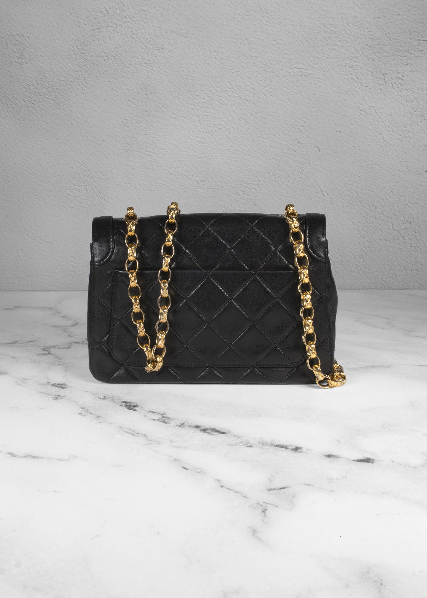 Chanel Black Quilted Lambskin Leather Small Chain Flap Bag