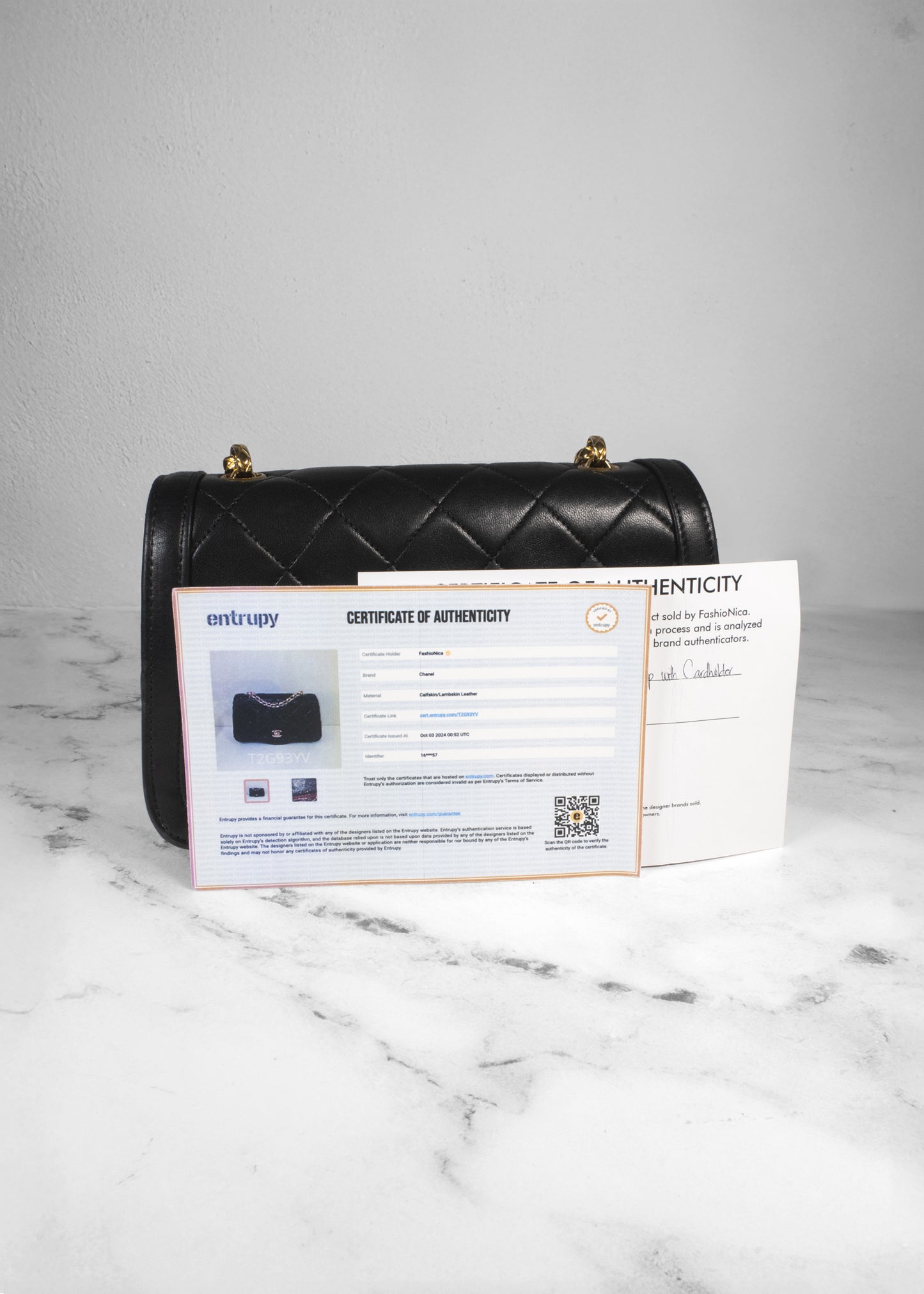 Chanel Black Quilted Lambskin Leather Small Chain Flap Bag