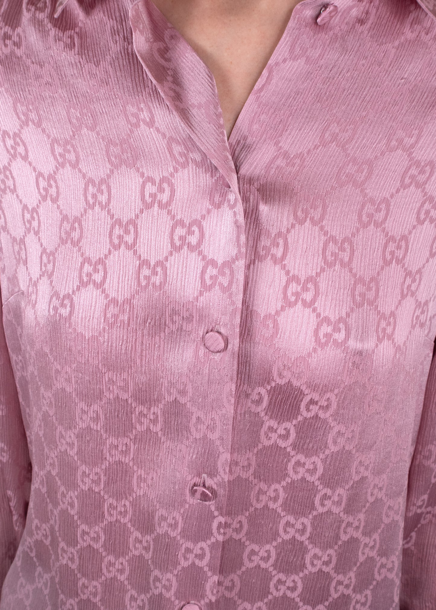Gucci Purple Silk Monogram Button-Down Shirt