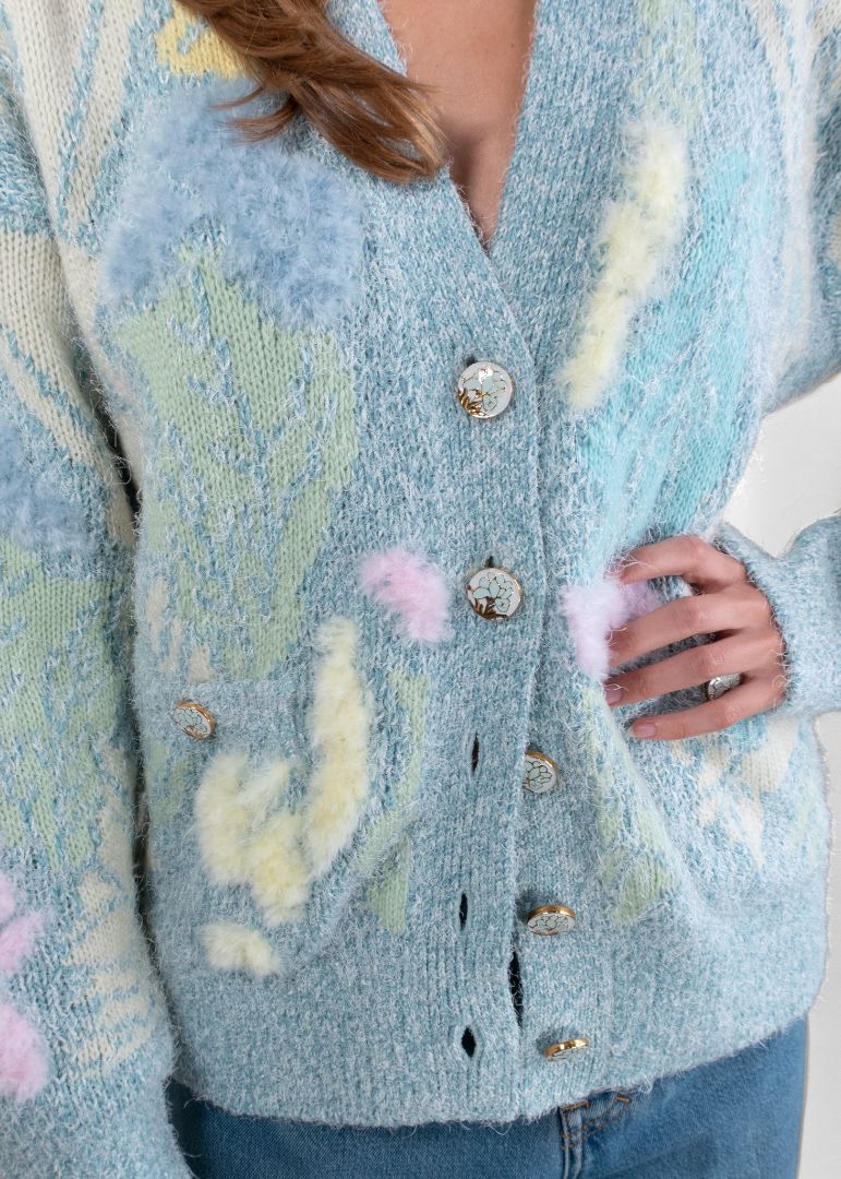 Chanel Jardin D'hiver Mohair Blend Floral Knit Cardigan