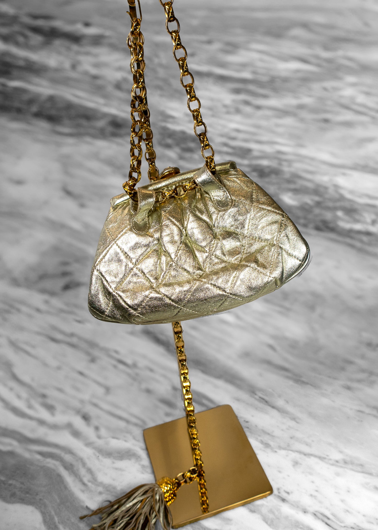 Chanel Vintage Gold Leather Tassel Belt Bag