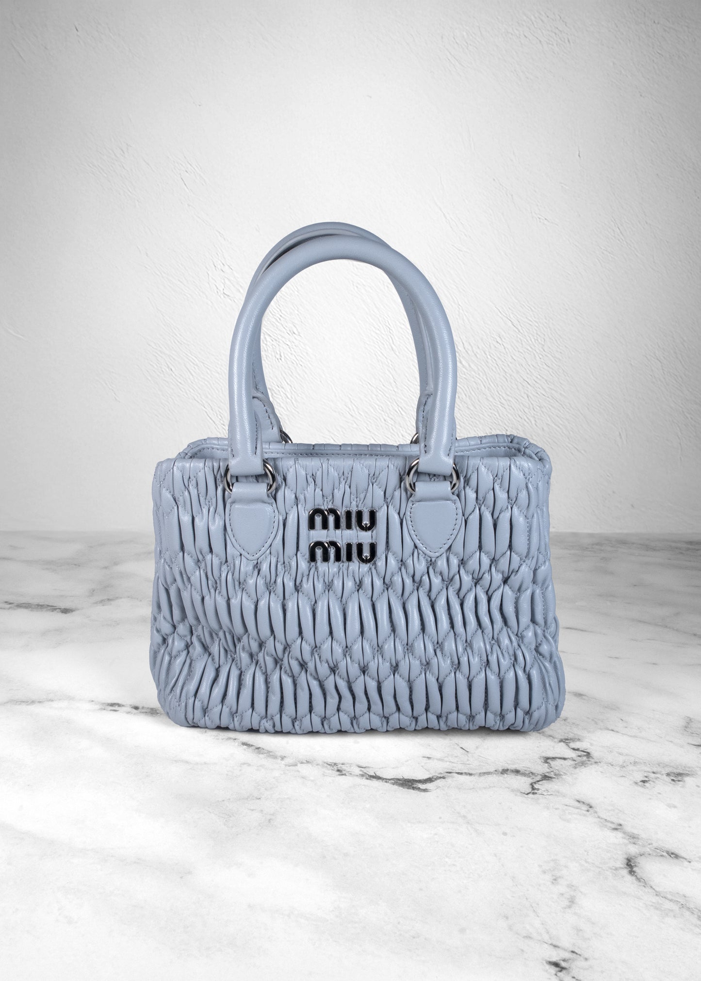 Miu Miu Crystal-Embellished Logo-Plaque Mini Bag