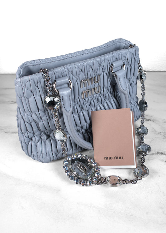 Miu Miu Crystal-Embellished Logo-Plaque Mini Bag