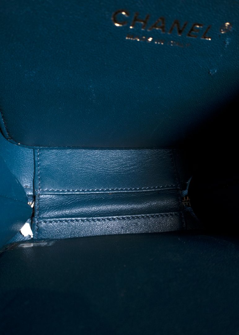 Chanel Blue Caviar Leather Small Cc Filigree Vanity Case