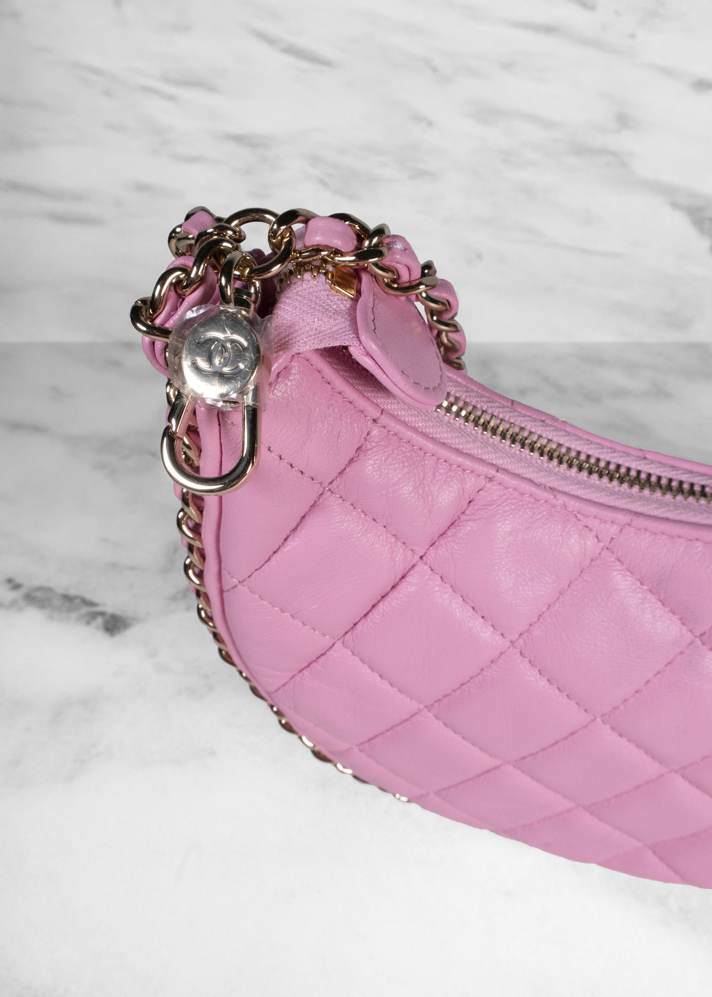 Chanel Lambskin Quilted Small Pink Hobo Bag