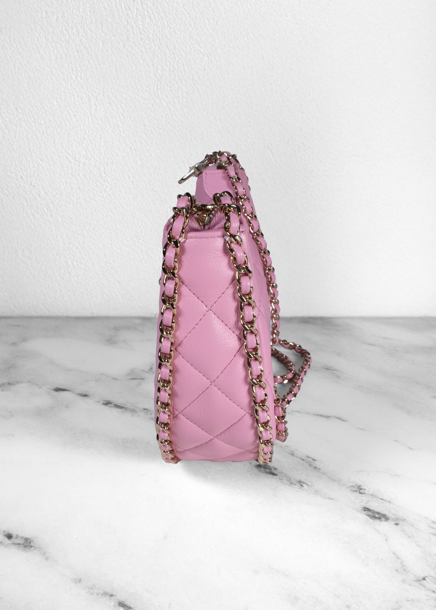 Chanel Lambskin Quilted Small Pink Hobo Bag
