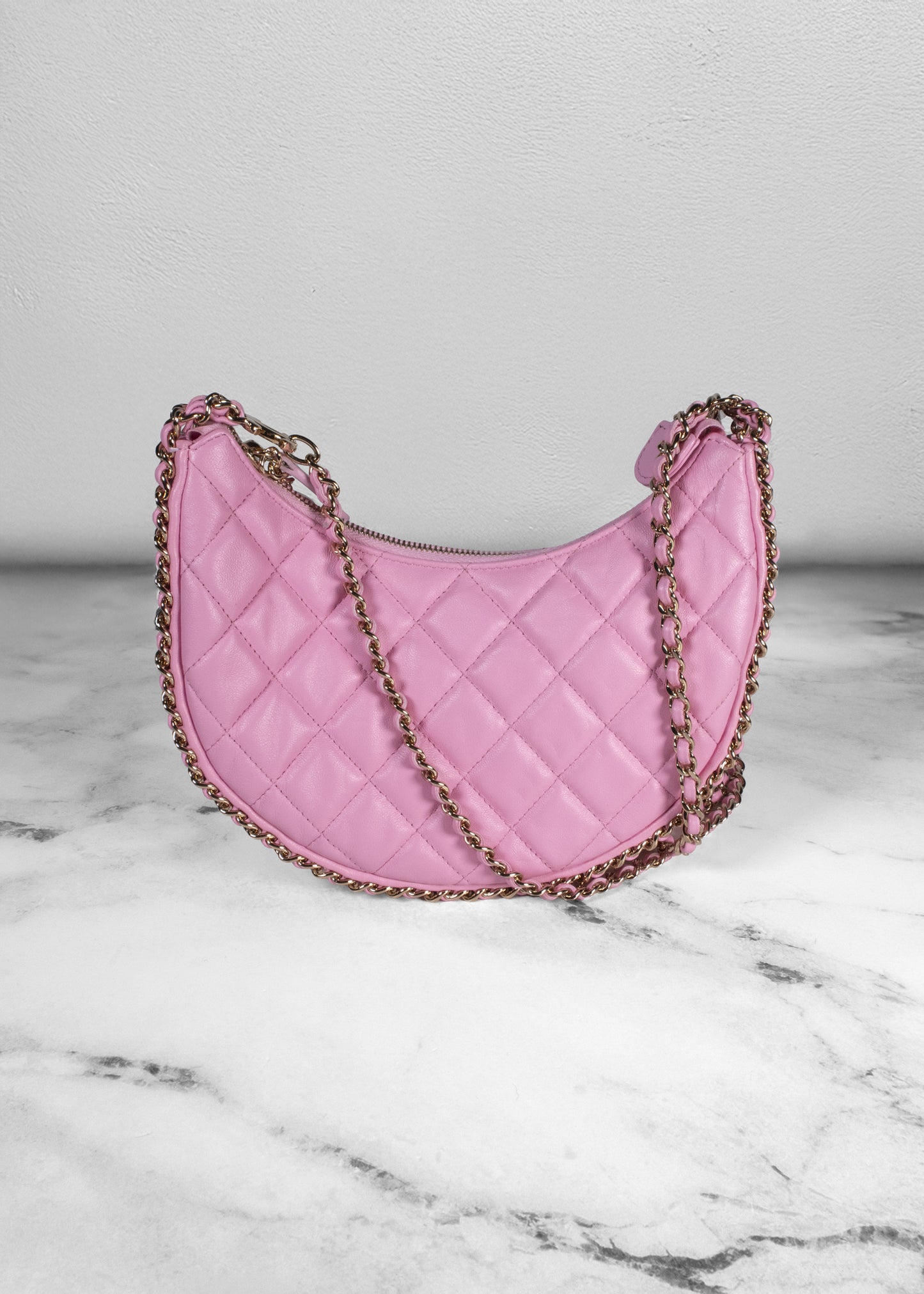 Chanel Lambskin Quilted Small Pink Hobo Bag