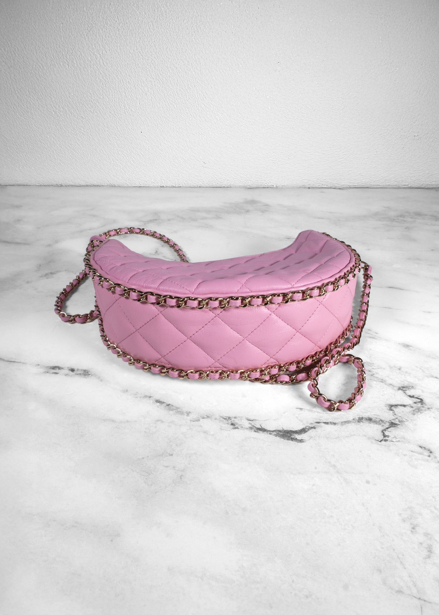 Chanel Lambskin Quilted Small Pink Hobo Bag
