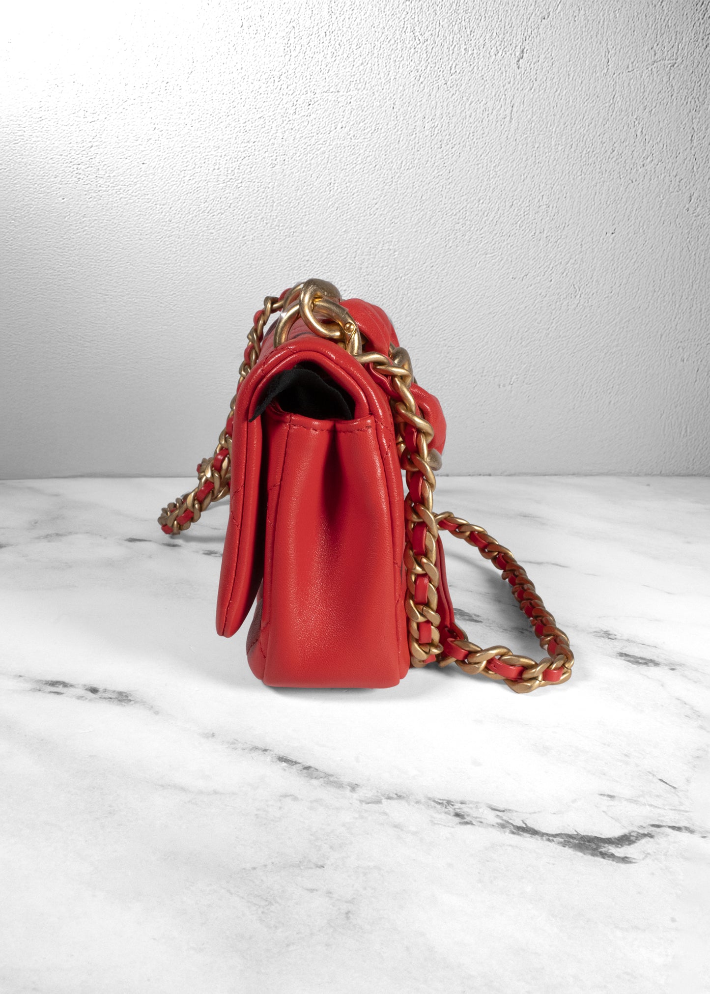 Chanel Small Chain Is More Flap Bag in Red Quilted Lambskin