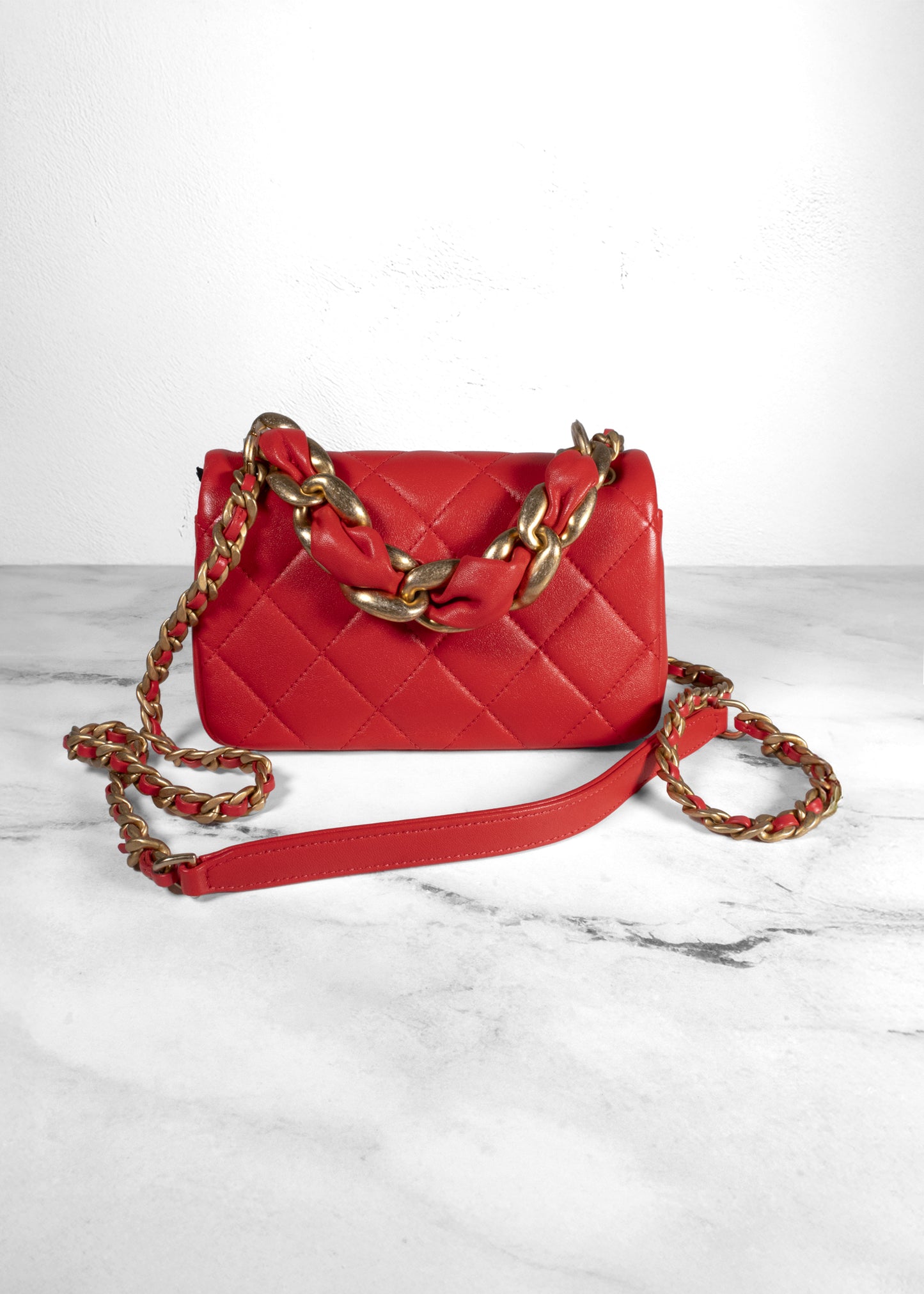 Chanel Small Chain Is More Flap Bag in Red Quilted Lambskin