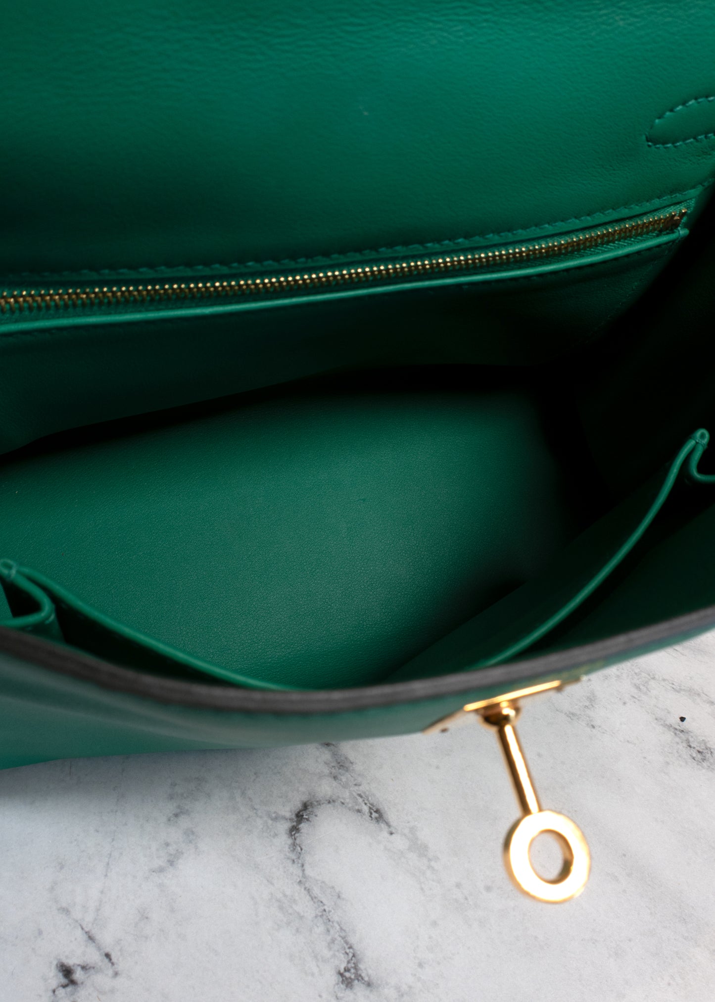 Hermès Kelly 25 Sellier Vert Vertigo Swift Leather