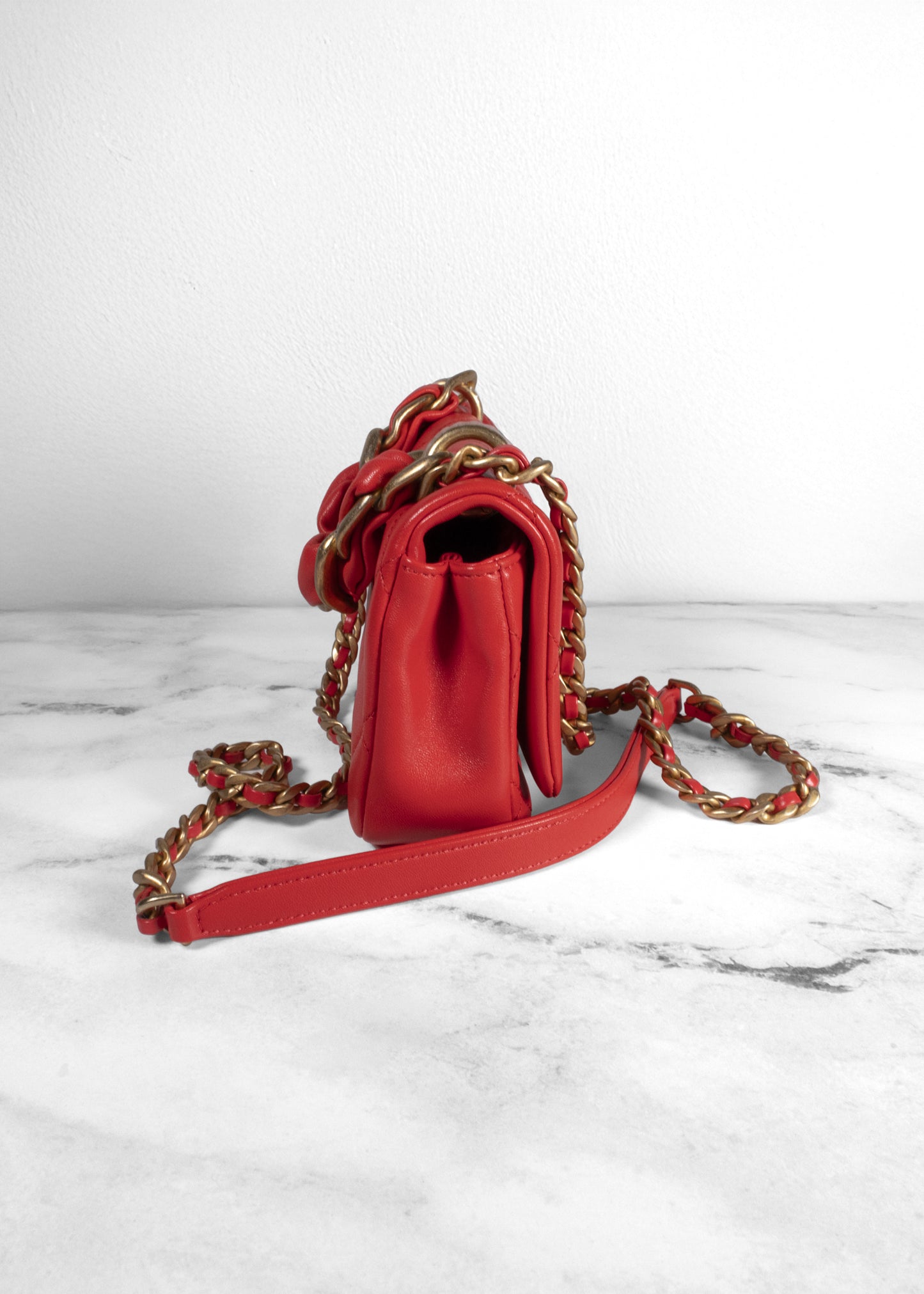 Chanel Small Chain Is More Flap Bag in Red Quilted Lambskin