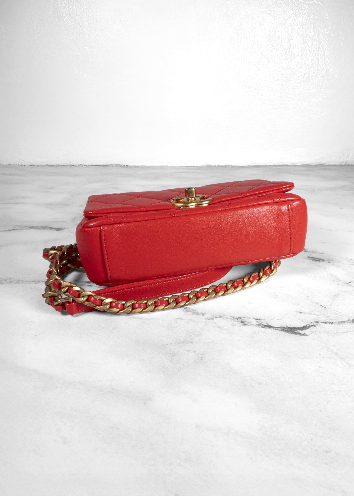 Chanel Small Chain Is More Flap Bag in Red Quilted Lambskin