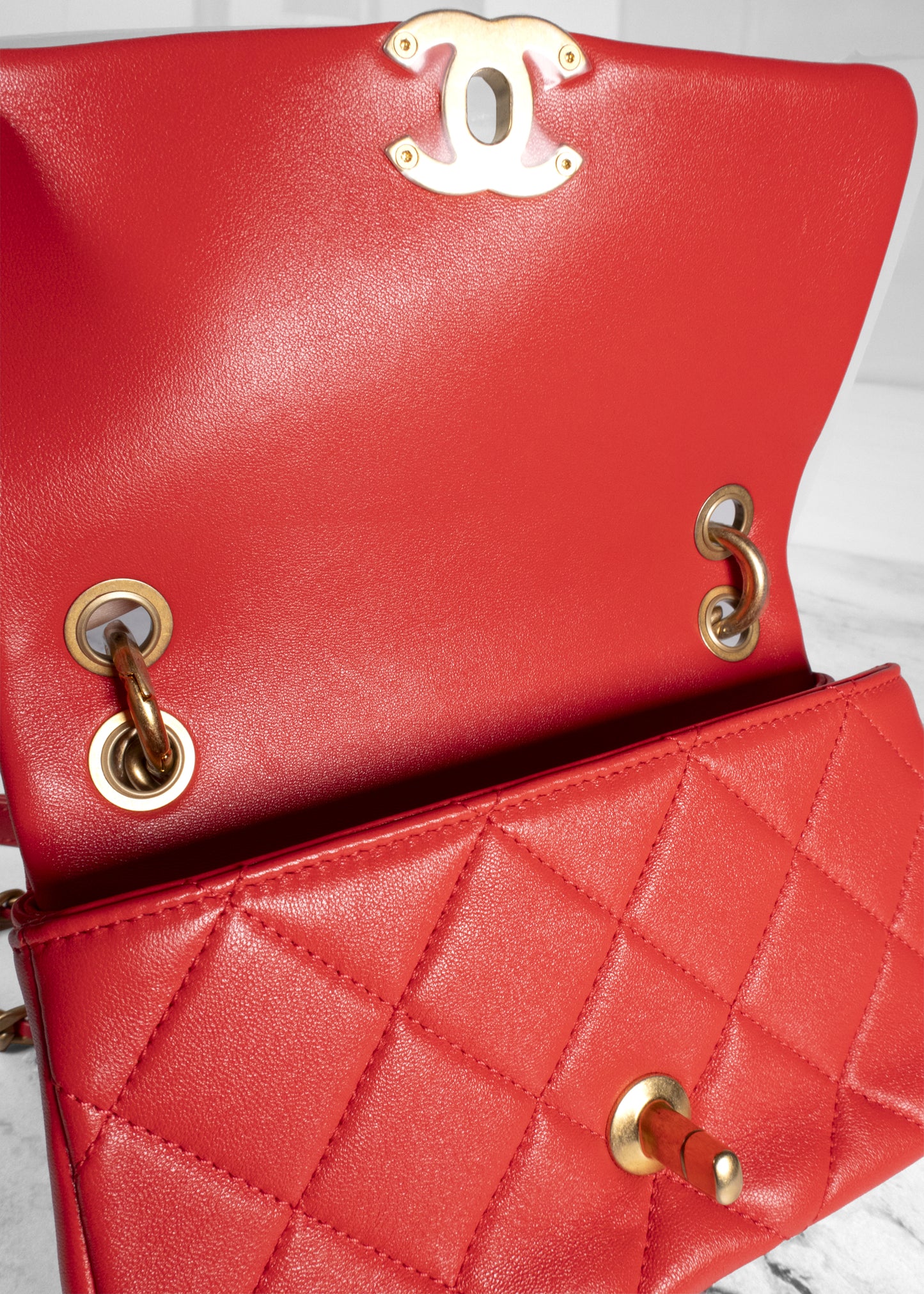 Chanel Small Chain Is More Flap Bag in Red Quilted Lambskin