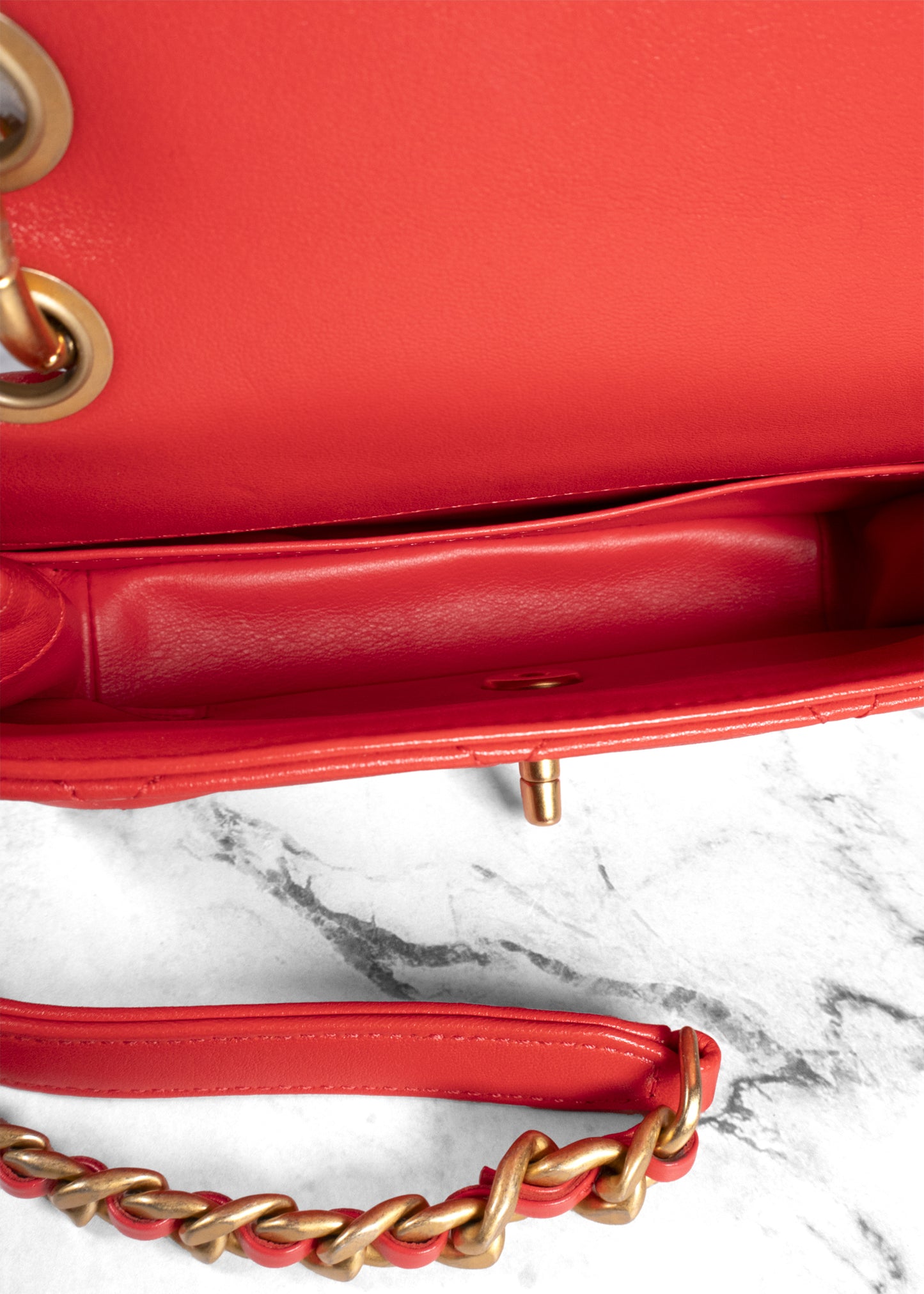 Chanel Small Chain Is More Flap Bag in Red Quilted Lambskin