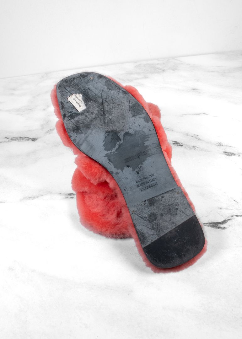 Hermès Oran Shearling Flat Sandals