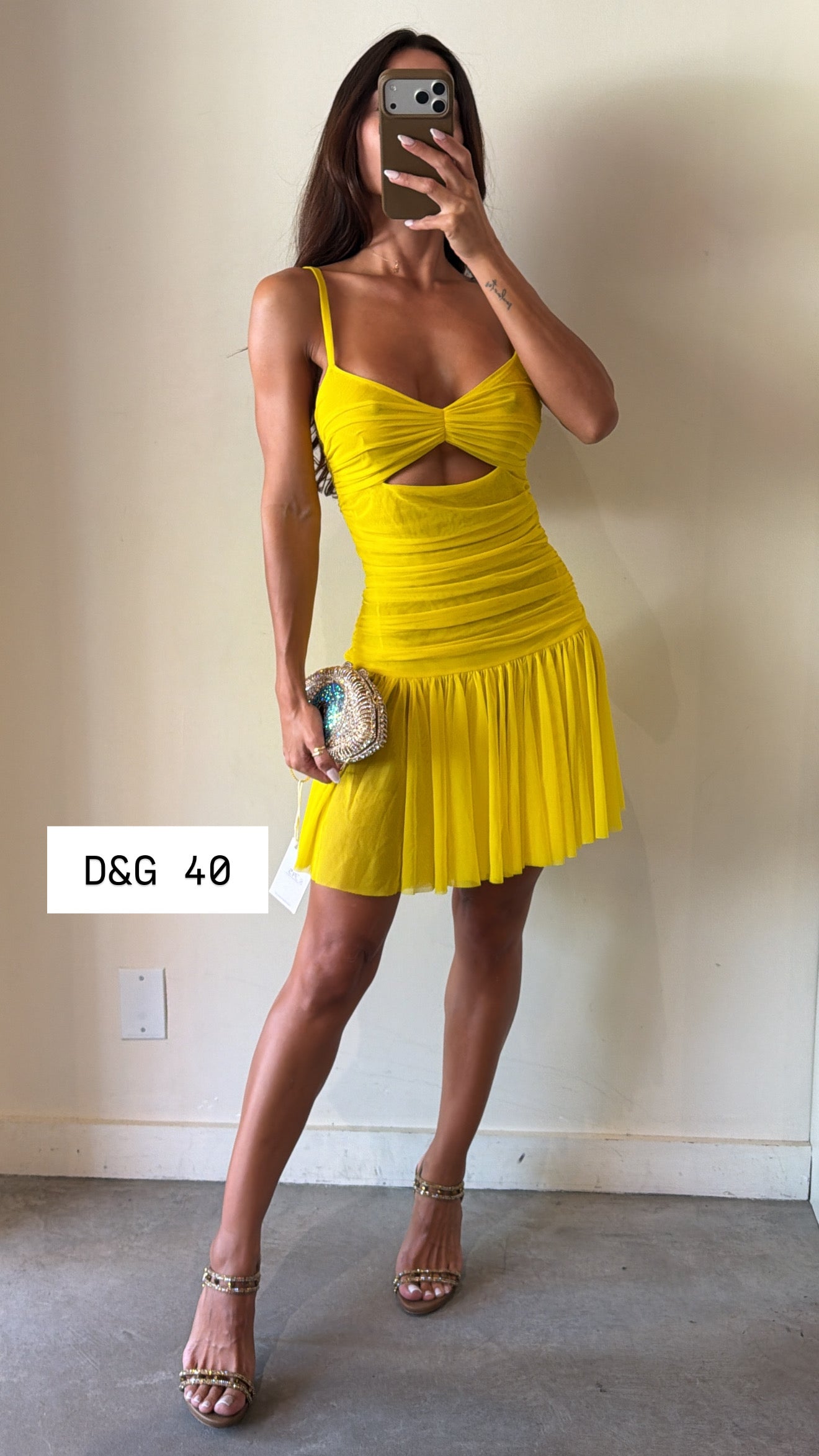 Dolce and Gabbana yellow mini dress size 40