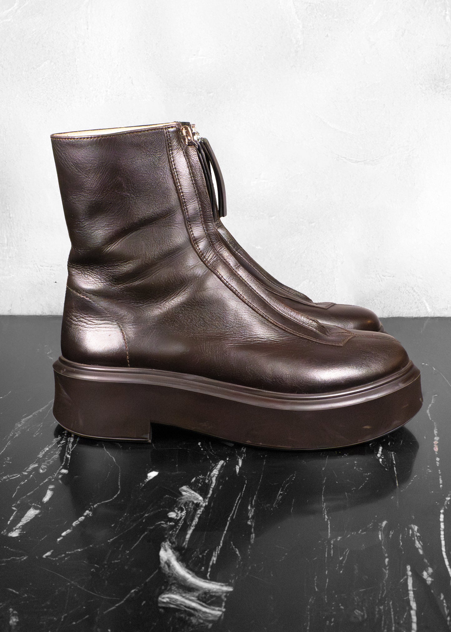 The Row Zipped 1 Leather Combat Boots