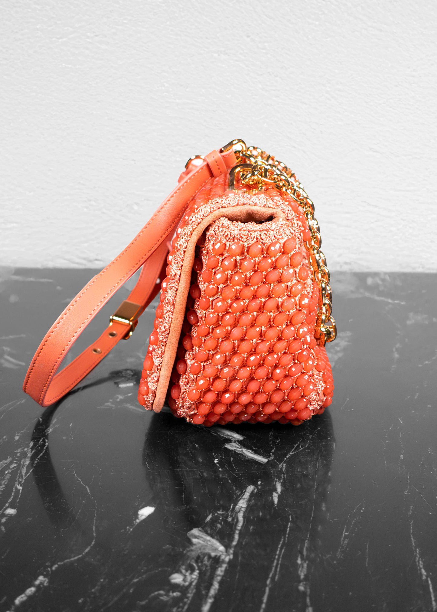 Christian Dior Beaded Coral Caro Bag