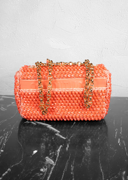 Christian Dior Beaded Coral Caro Bag