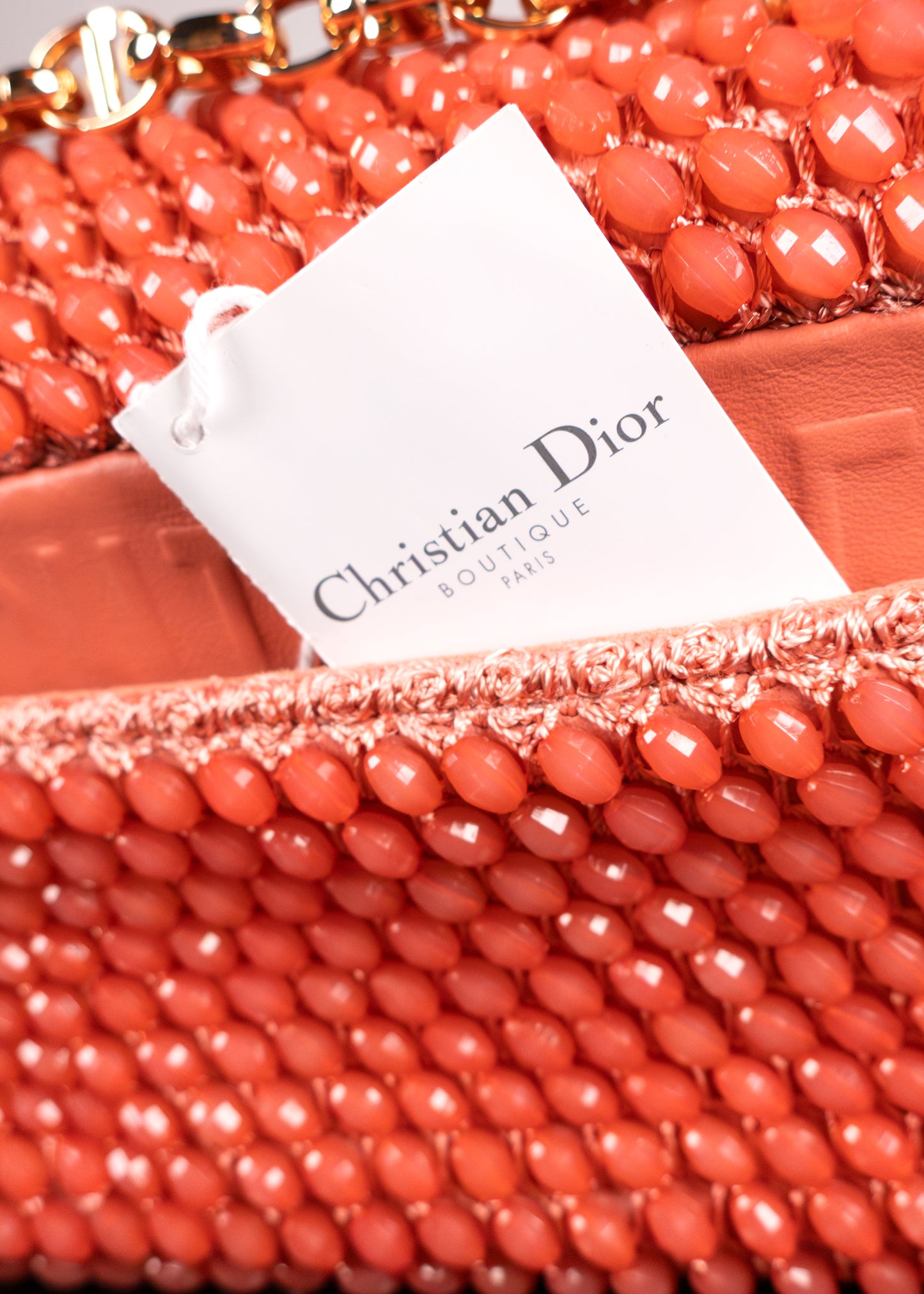 Christian Dior Beaded Coral Caro Bag