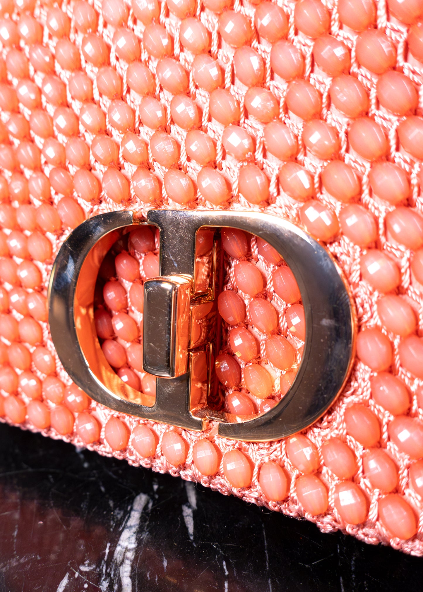 Christian Dior Beaded Coral Caro Bag