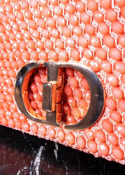 Christian Dior Beaded Coral Caro Bag