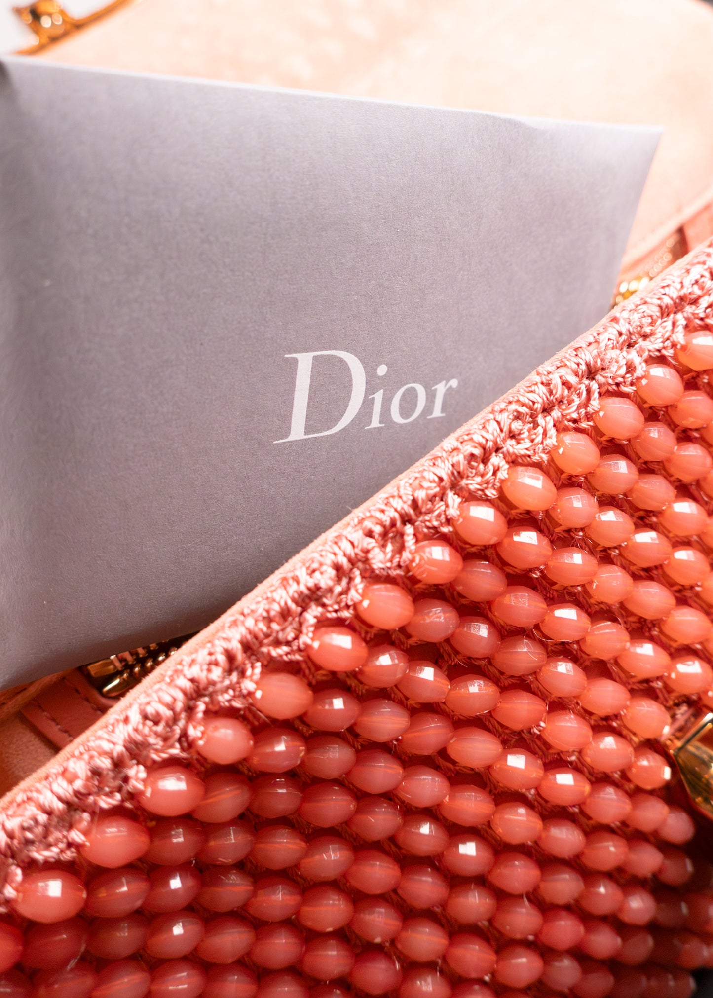 Christian Dior Beaded Coral Caro Bag