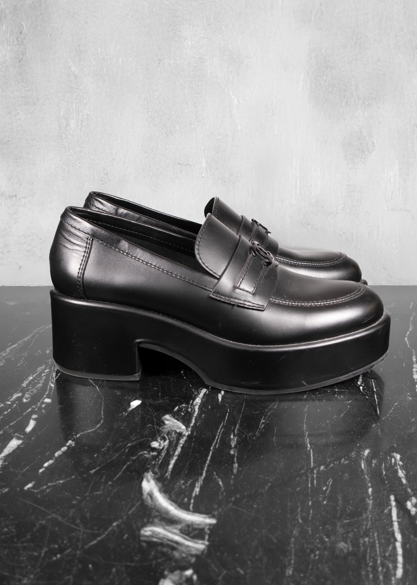 Chanel Calfskin CC Platform Loafers